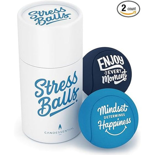 Candescent Stress Balls - Hand Therapy Relief for Anxiety, Fidget, Tension, Exercise Strengthener - Motivational Toys for Adults & Kids - Set of 2 (Crystal Blue, Ocean Blue) nirvanaguru