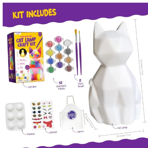 Paint Your Own Cat Lamp Kit, Arts and Crafts for Kids Ages 8-12, Art Supplies Painting kit for Kids 6-12, Cat Night Light Toys Girls Boy Birthday Gift for Kid Ages 3 4 5 6 7 8 9 10 11 12+ nirvanaguru