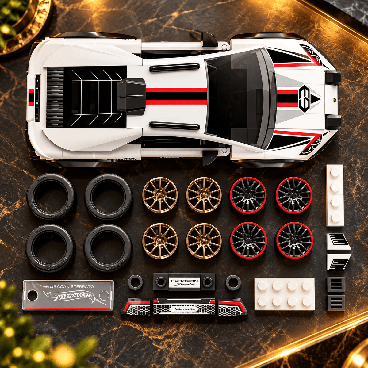 Mattel Brick Shop Hot Wheels Lamborghini Huracán Sterrato Building Toy Kit, 268 Pieces, Collector Set