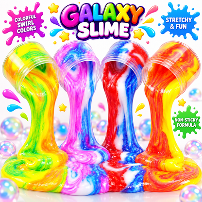 Galaxy Slime 4 Pack - 60ml Each - Non-Sticky Slime - Stress Relief Toy