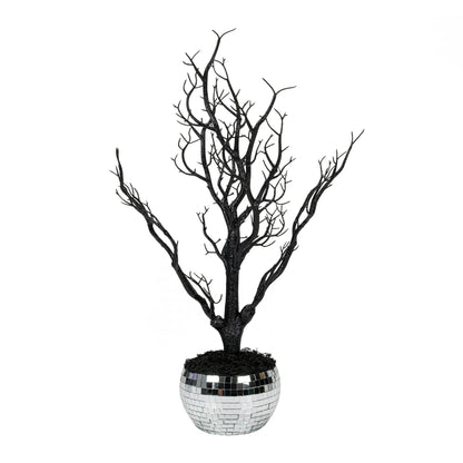 Ghostly Disco Tree Tabletop Decor, Silver & Black, 18", Halloween by Way To Celebrate nirvanaguru