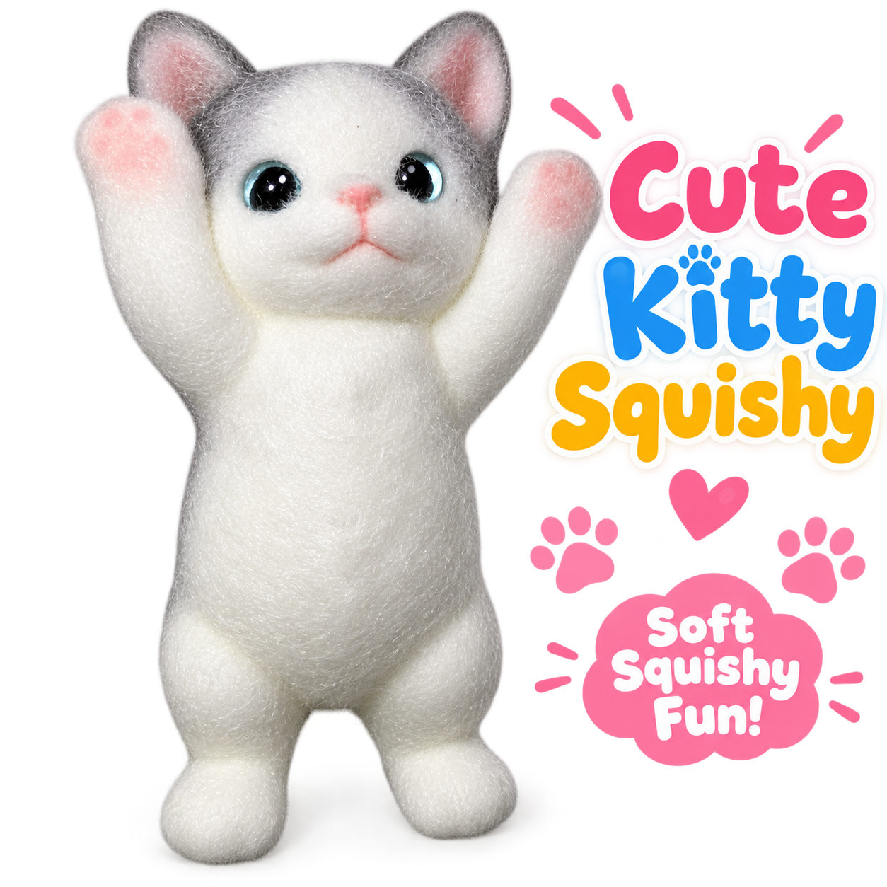 3D Chubby Cat Squishy for Stress Relief - Hyper realistic Cat Squeeze Sensory Tool for Adults & Teens 16+ - Ultra-Soft Decompression Fidget Toy - Cute Collectible Desk Decor (Gray)