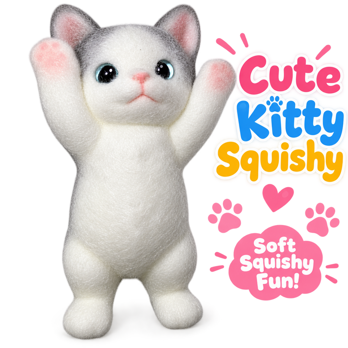 3D Chubby Cat Squishy for Stress Relief - Hyper realistic Cat Squeeze Sensory Tool for Adults & Teens 16+ - Ultra-Soft Decompression Fidget Toy - Cute Collectible Desk Decor (Gray)