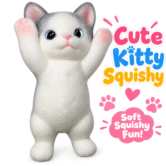3D Chubby Cat Squishy for Stress Relief - Hyper realistic Cat Squeeze Sensory Tool for Adults & Teens 16+ - Ultra-Soft Decompression Fidget Toy - Cute Collectible Desk Decor (Gray)