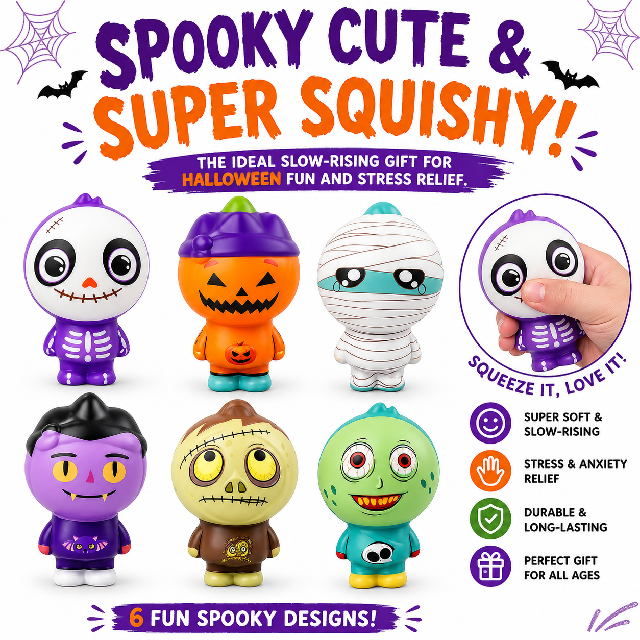 6 Pack Halloween Squishies Toys Slow Rising Squishy Squeeze Toys Nirvana Guru