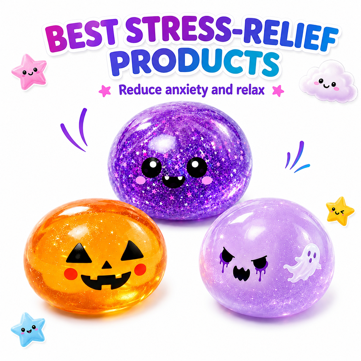 Halloween Spooky Ghost Ball-Halloween Baozi Squeeze with Box-Stress Relief Fidget Sensory for Anxiety Relief Nirvana Guru
