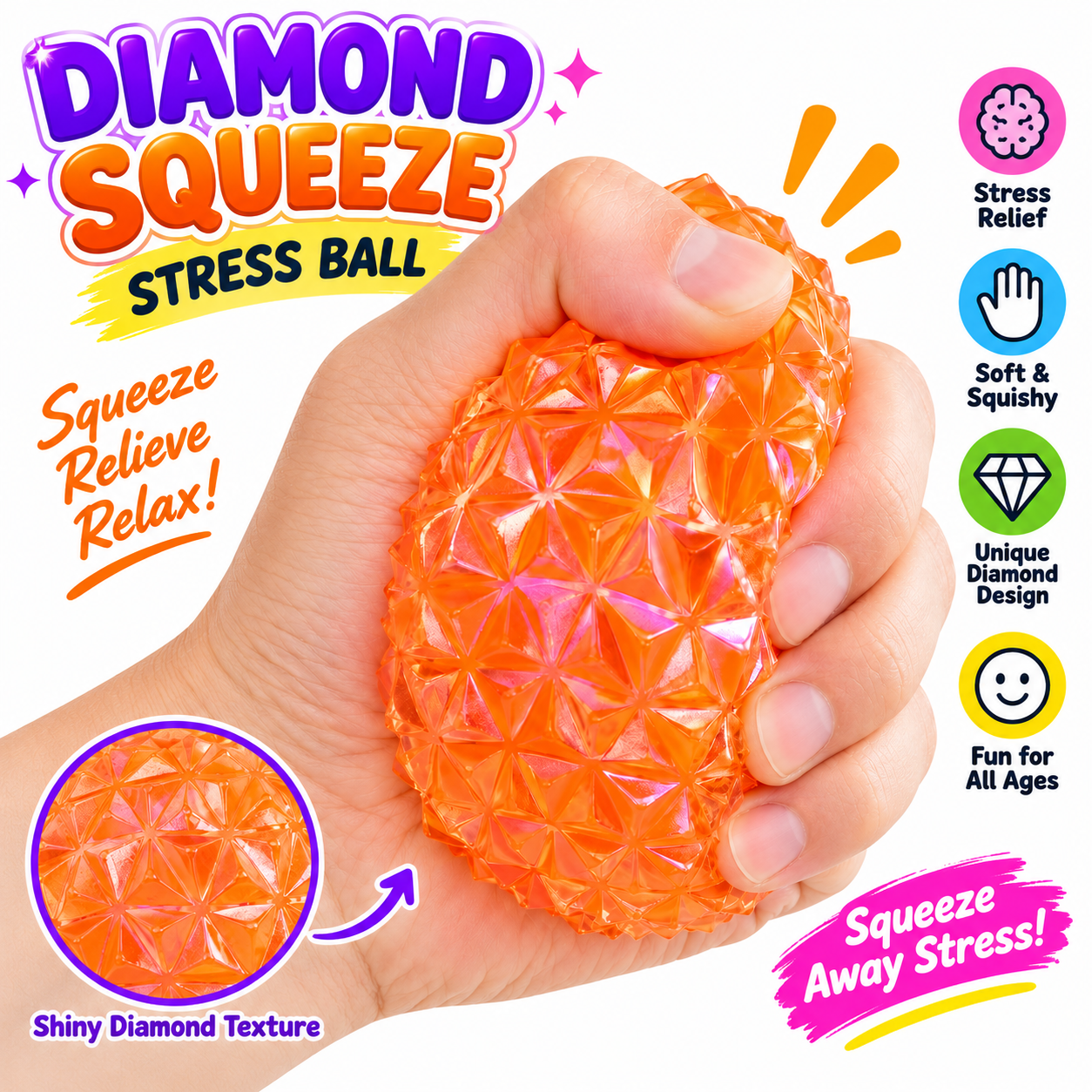Diamond Squishy Fidget Toys -Slow Rising Kids Squishy Toys - Sensory Toys