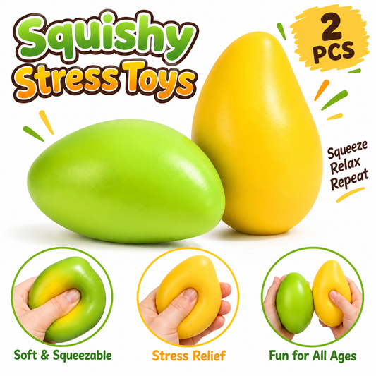 2PCS Color Changing Mango Squishy Toy - Calming Soft Water‑Ball Instant‑Rebound Feel - Thermal Heat Activated Stress Balls - Premium TPR Fruit Sensory Squeeze Fidget - Ideal for Office Desk Decor
