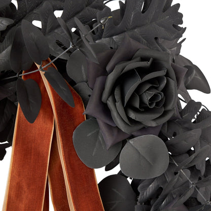 Oak Leaves and Roses Wreath, Black, 24", Halloween by Way To Celebrate nirvanaguru