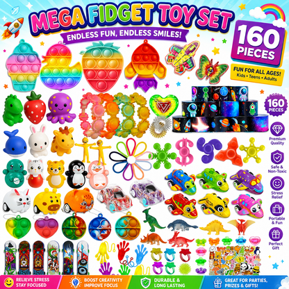 160 Pcs Fidget Toys Party Favors Pack - Randomly Selected Pop Sensory Set Gifts Stickers for Kids Adults Boy Girl Stocking Stuffers Autistic Bulk Goodie Bag Filler Treasure Box Classroom Prizes School Nirvana Guru