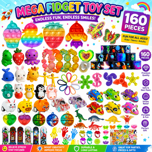 160 Pcs Fidget Toys Party Favors Pack - Randomly Selected Pop Sensory Set Gifts Stickers for Kids Adults Boy Girl Stocking Stuffers Autistic Bulk Goodie Bag Filler Treasure Box Classroom Prizes School Nirvana Guru