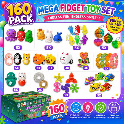 160 Pcs Fidget Toys Party Favors Pack - Randomly Selected Pop Sensory Set Gifts Stickers for Kids Adults Boy Girl Stocking Stuffers Autistic Bulk Goodie Bag Filler Treasure Box Classroom Prizes School Nirvana Guru