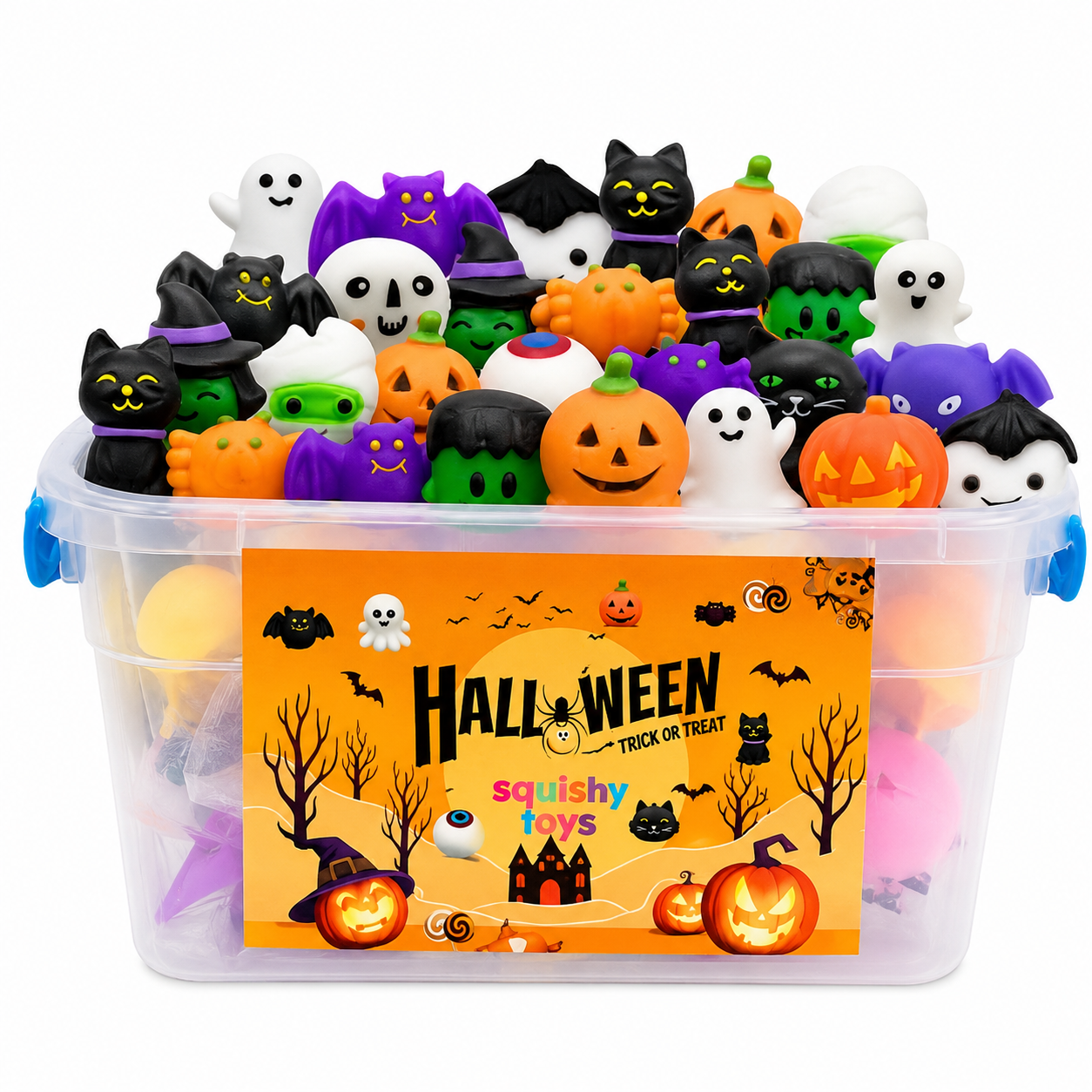 36Pcs Halloween Kawaii Squishies Treasure Box Mini Mochi Squishy Squeeze Toys Stress Reliever Anxiety Packs for Kids Halloween Party Favors (Halloween) Nirvana Guru