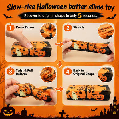 3Pcs Halloween Butter Squishy Toys - Ghost Slow Rising Squeeze Toys - Soft Sensory Fidget Toys - Halloween Themed Desktop Decorations for Kids & Adults - Random Designs Nirvana Guru