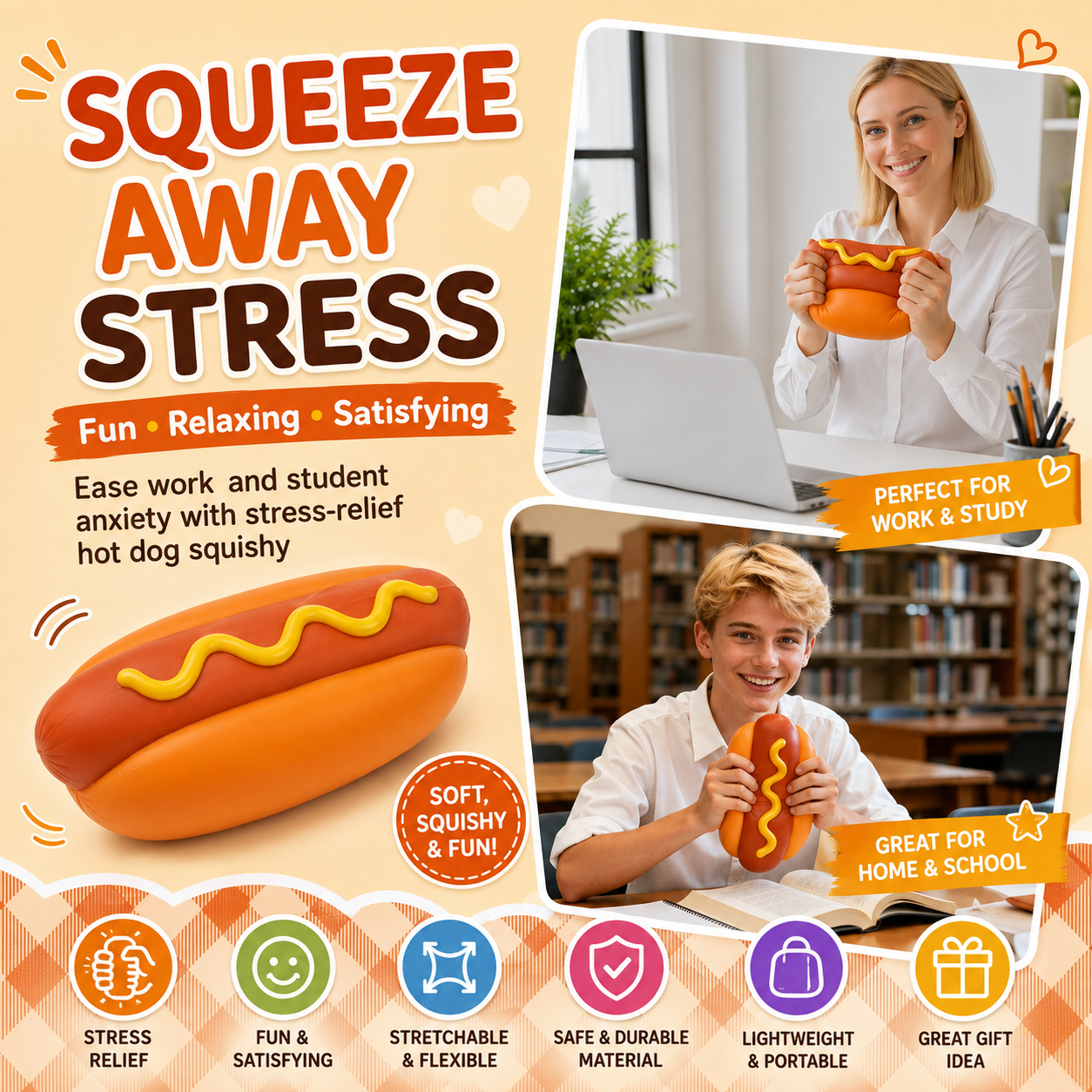 Squishy Hot Dog Colossal Rising Squeeze Toy for Anxiety Relief | Cute Giant Fruit Stress Balls Squishiest Toy, Birthday Gifts Party Favor for Adults Kids Nirvana Guru