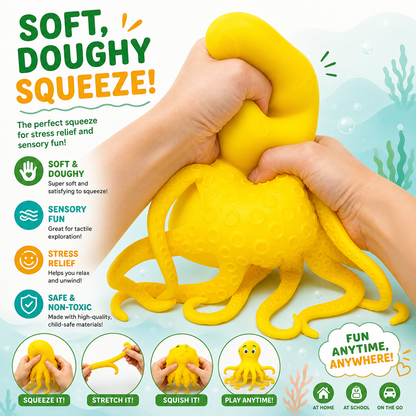 Octopus Squishy Toy - Squeeze Fidget Toys - Sea Animal Sensory Toy for Teens Adults - Birthday - Yellow Nirvana Guru