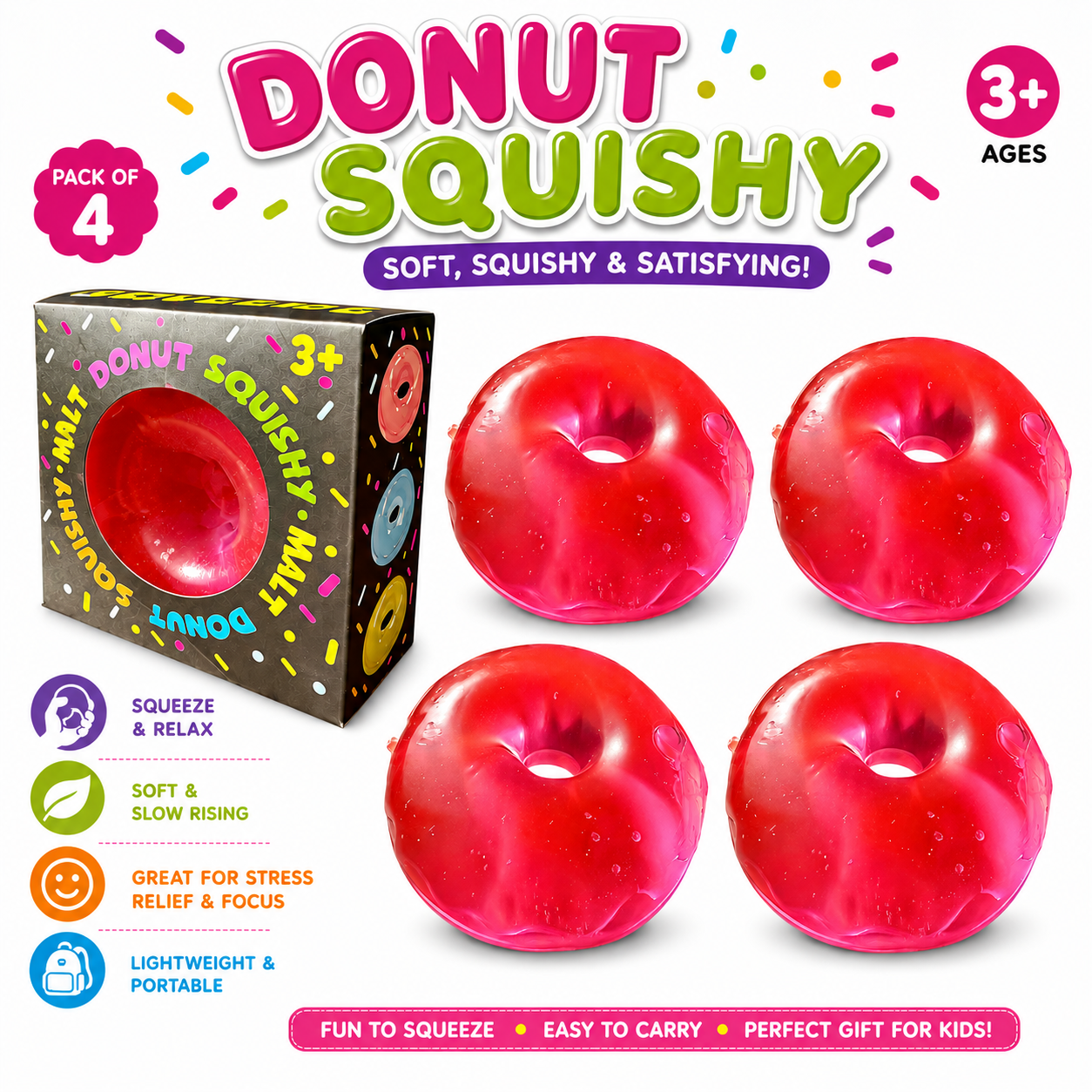 Donut Squishy Toy – Blue Soft Slow Rising Stress Relief Sensory Fidget Squeeze Toys for Kids & Adults - Squishy Donut Set Nirvana Guru