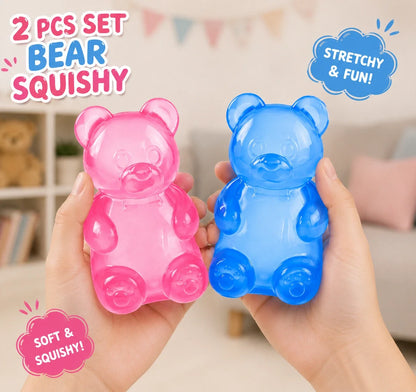 2-Piece Gummy Bear Squishy Toy Set - Sensory Fidget Squeeze Toys for Kids - Fun Party Favors and Gifts