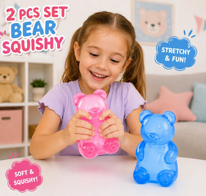 2-Piece Gummy Bear Squishy Toy Set - Sensory Fidget Squeeze Toys for Kids - Fun Party Favors and Gifts