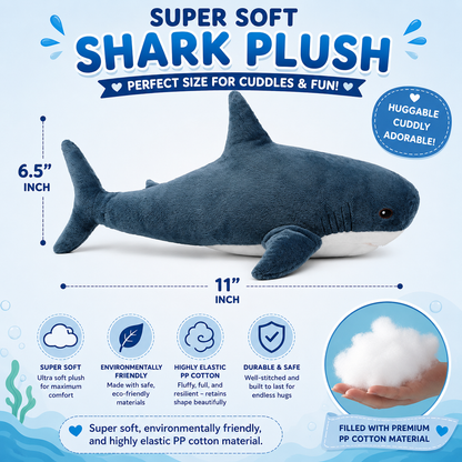 Shark Stuffed Animal Plush 11" Cute Shark Toy Plush Pillows Soft Cotton Sharks Plushies Ocean Sea Animal Doll Gifts for Boys Girls Kids Adults ( Navy Blue ） Nirvana Guru