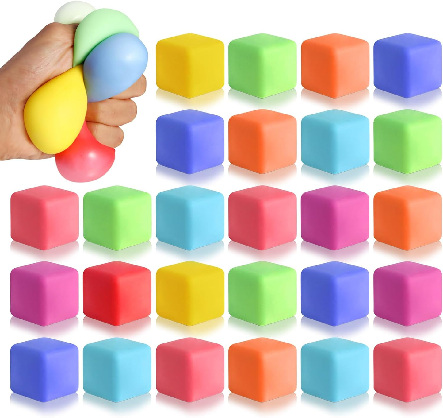 40 Pack Slow Rising Stress Cube Fidget Toys - Squishy Balls Sensory Fidget Toys for Kids Adults - Square Shape Fidgets for Classroom - Party Favors Pull Stretch Squishy Toy Classroom Prize Box Toys nirvanaguru