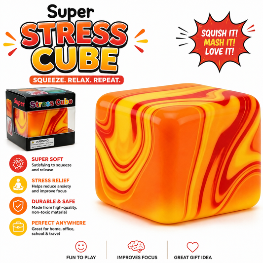 Swirl Stress Cube Squishy Toys - Slow Rebound Squishy Fidget Toy for Adults - Unique Swirling Color Mixing - Slow Rising Sensory Toys for Anxiety Stress Relief (Orange) nirvanaguru