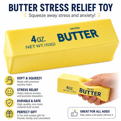 Squishy Toy Set - 4 Set Pack - Butter - Peanut & Cheese Block Soft Sensory Squeeze Toys for Kids and Adults Nirvana Guru