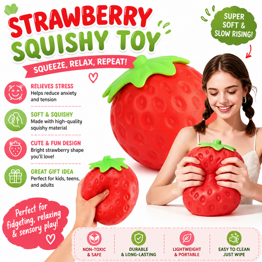 6 Inch Giant Strawberry Squishy Slow Rising Stress Relief Toy - Realistic Soft Fruit Squeeze Fidget Sensory Toy - Desk Decor Party Favor Gift for Adults Nirvana Guru