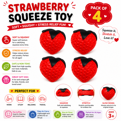 Strawberry Squishy Toy - Soft Squeeze Stress Relief Fidget Toy - Slow Rising Sensory Toy for Kids - Teens & Adults - Cute Strawberry Design Nirvana Guru