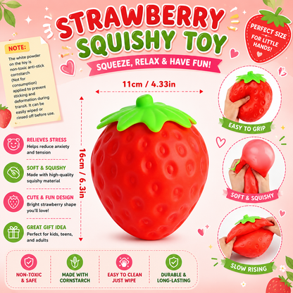 6 Inch Giant Strawberry Squishy Slow Rising Stress Relief Toy - Realistic Soft Fruit Squeeze Fidget Sensory Toy - Desk Decor Party Favor Gift for Adults Nirvana Guru