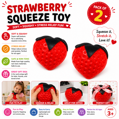 Strawberry Squishy Toy - Soft Squeeze Stress Relief Fidget Toy - Slow Rising Sensory Toy for Kids - Teens & Adults - Cute Strawberry Design Nirvana Guru