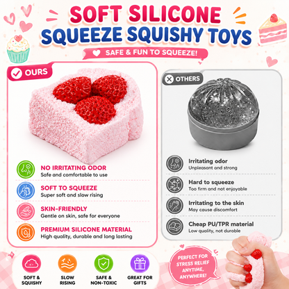 Strawberry Cake Squishy  Slow Rising Silicone Squeeze Fidget Sensory Stress Toy nirvanaguru