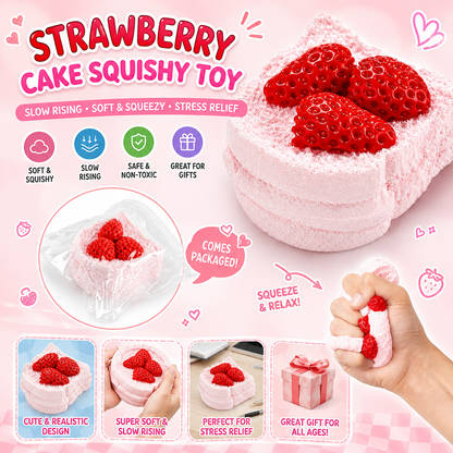Strawberry Cake Squishy  Slow Rising Silicone Squeeze Fidget Sensory Stress Toy nirvanaguru