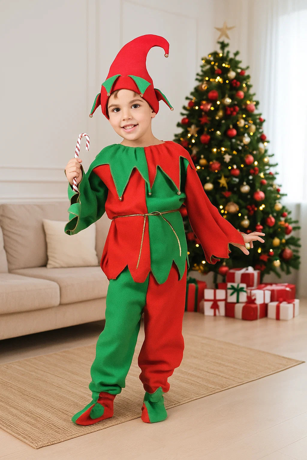 Fun World Red and Green Elf Plush Child Christmas Costume - Medium nirvanaguru