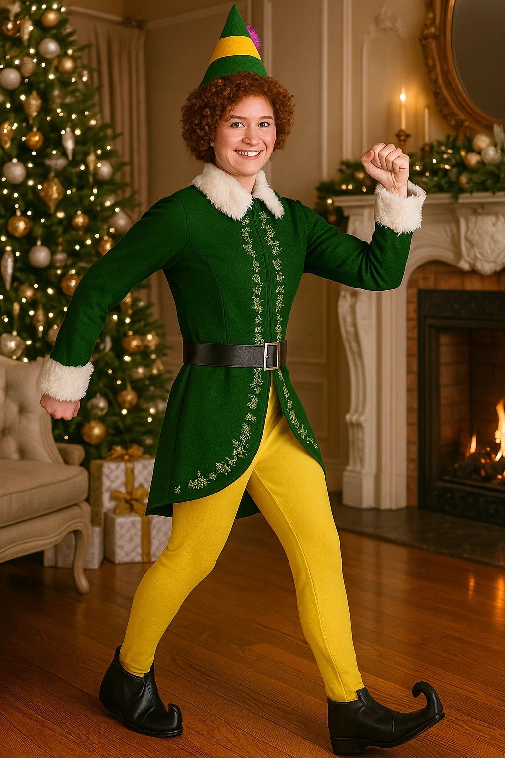 Authentic Buddy The Elf Costume for Adults, Elf Movie Outfit for Men, Christmas Cosplay Holiday Dress-Up nirvanaguru