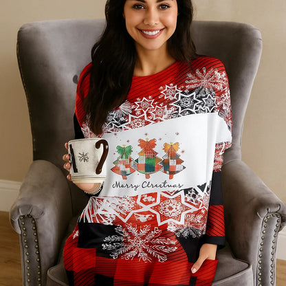 MOUSYA Women Dress Shirt Christmas Long Sleeve Tops Santa Printed Pullover Loose Plus Size T-Shirt Blouse with Pockets nirvanaguru