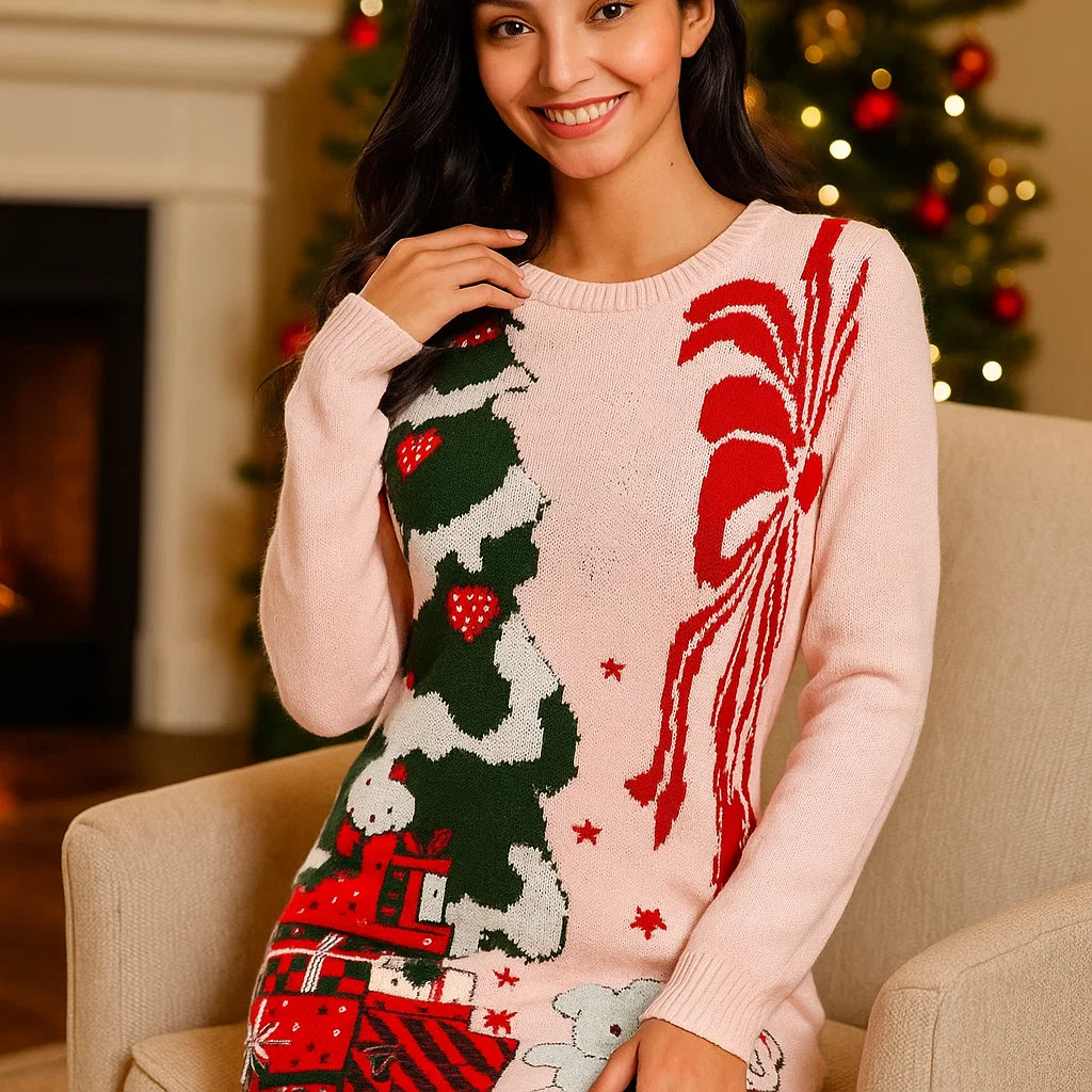 v28 Varied Ugly Christmas Sweater for Women Funny Reindeer Knit Sweaters Dress nirvanaguru