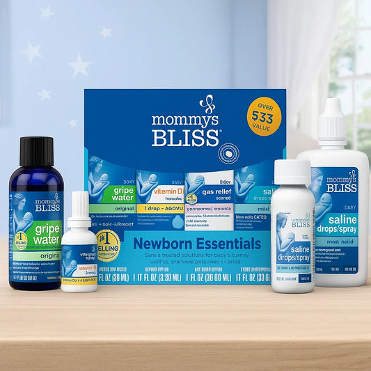 Mommy's Bliss Newborn Essentials Gift Set, Includes Gripe Water, Baby Vitamin D/Gas Drops and Gentle Saline Drops/Spray Nirvana Guru