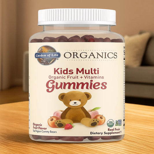 Garden of Life Organics Kids Gummy Vitamins - Fruit - Certified Organic, Non-GMO & Vegan Complete Children's Multi - B12, C & D3 - Gluten, Soy & Dairy Free, 120 Real Fruit Chew Gummies Nirvana Guru