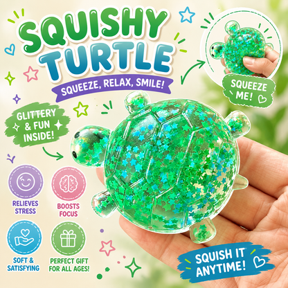 Glitter Turtle Squishies - Soft Stress Relief Squeeze Balls - Colorful - 2 Pack - for Office - Party & Birthday Nirvana Guru